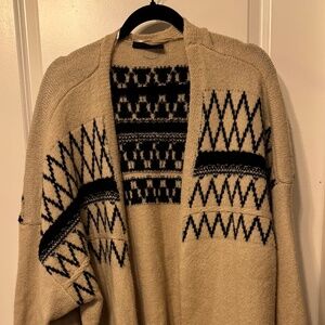 Lane Bryant Oatmeal & Black Geometric Open-Front Cardigan – 26/28